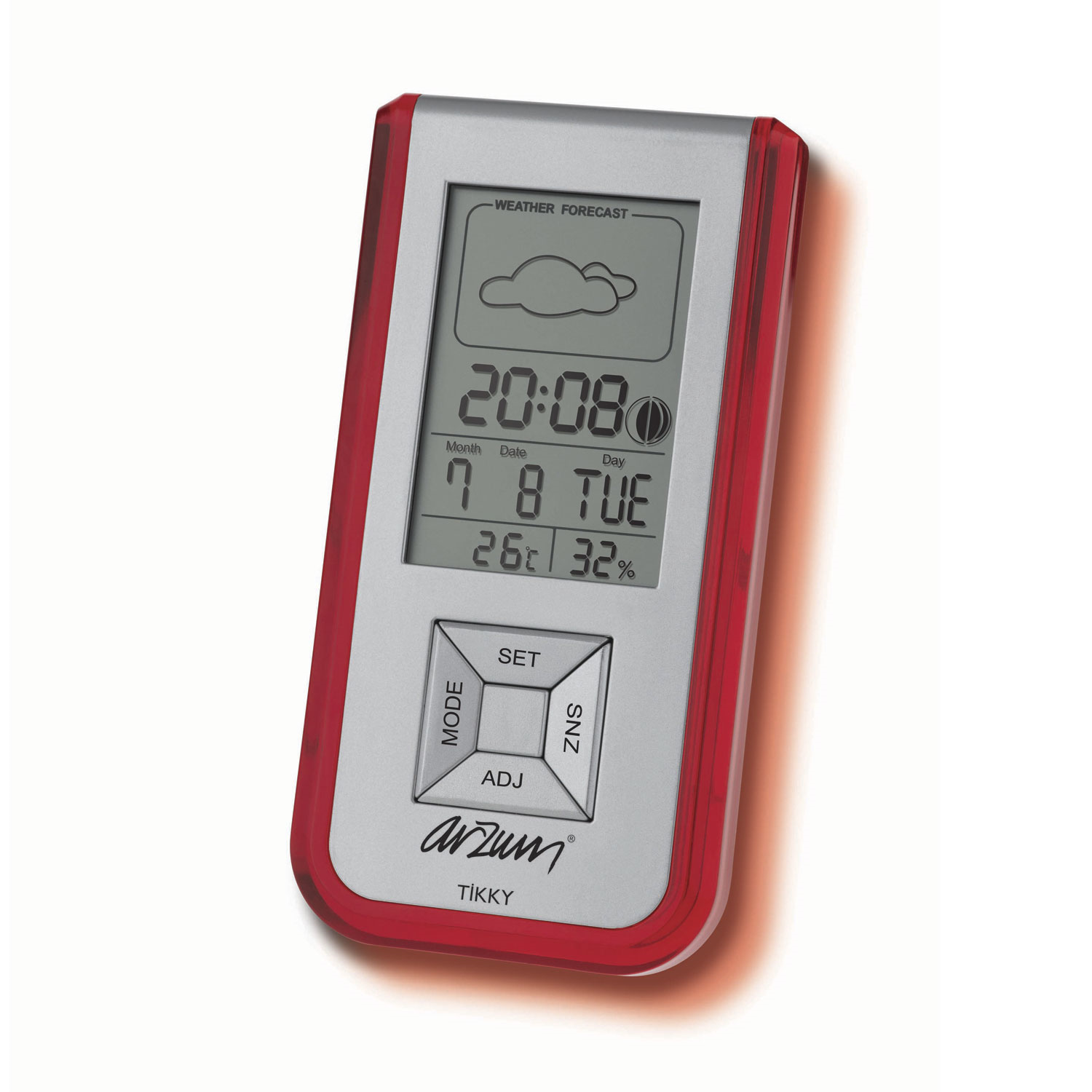 AR714 Arzum Tikky LCD Ekranlı Çalar Saat KIRMIZI